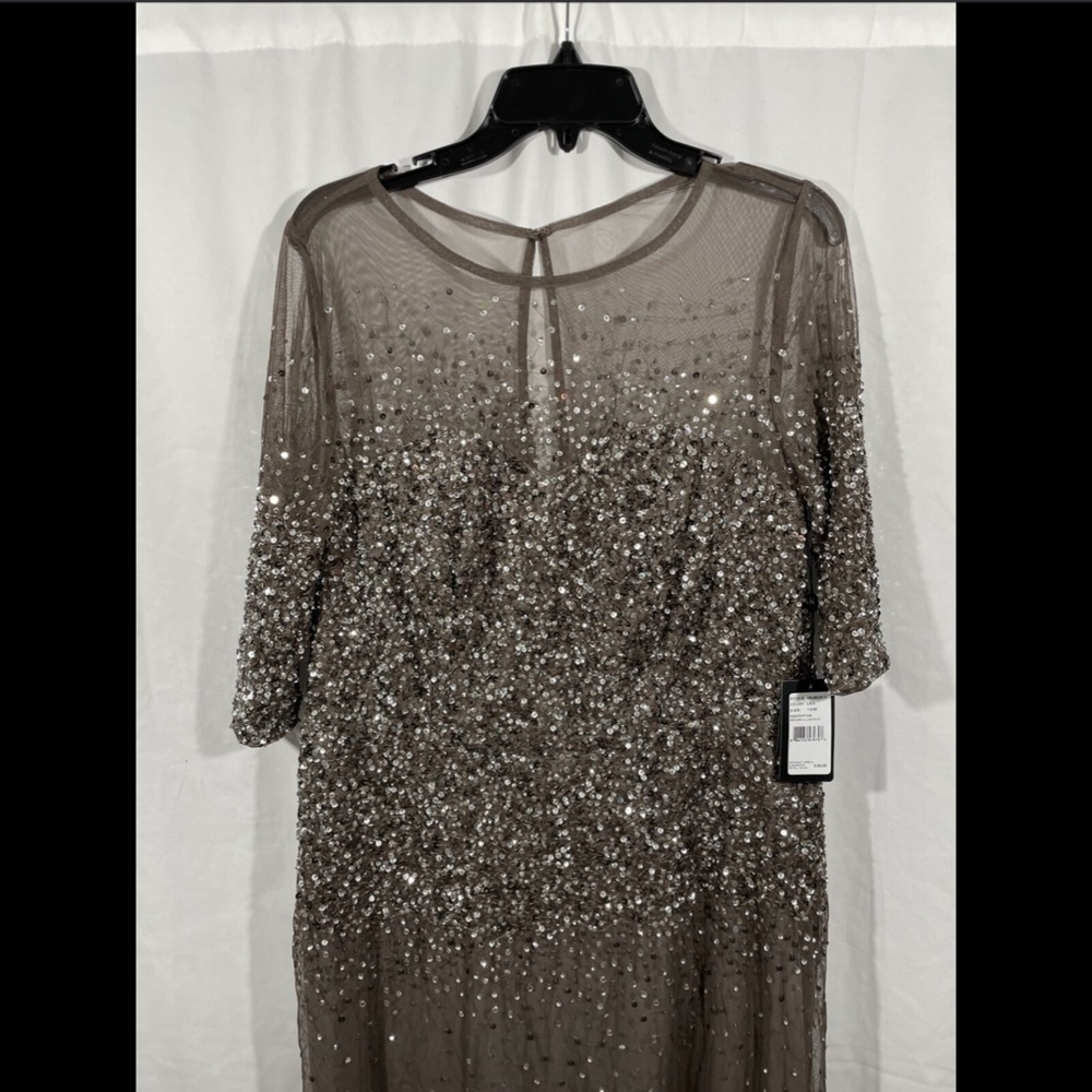 NEW Adrianna Papell‎ Beaded Illusion Gown 14W Lead - Picture 5 of 12